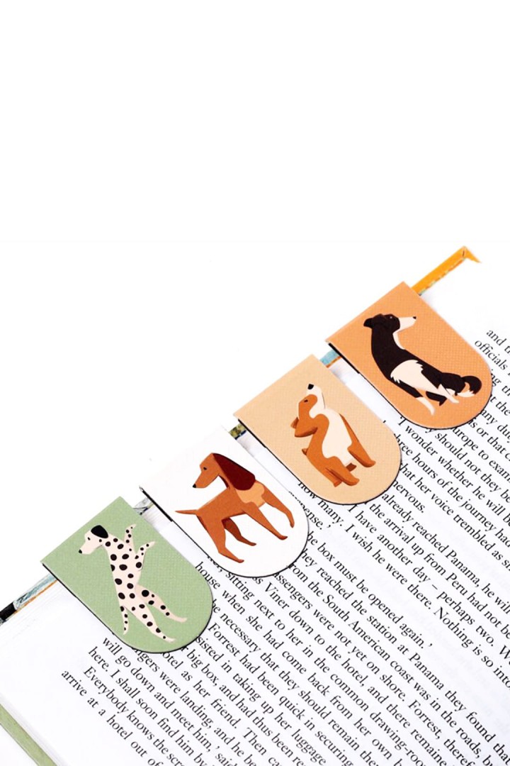 4x Magnetisches Lesezeichen mit Bildern von Hunden