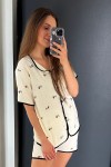 Damenpyjamas mit Hunden und Punkten mit kurzen und langen Hosen