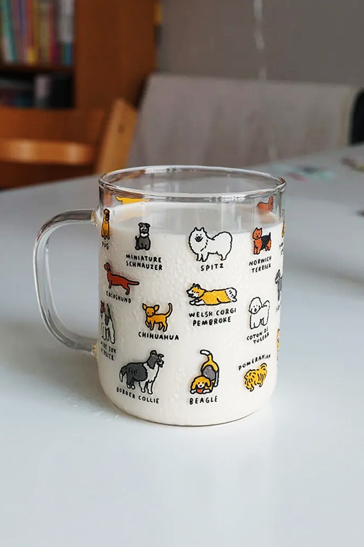 Glasbecher mit Ohr 420 ml Hundesammlung - 27 Rassen in einem Becher