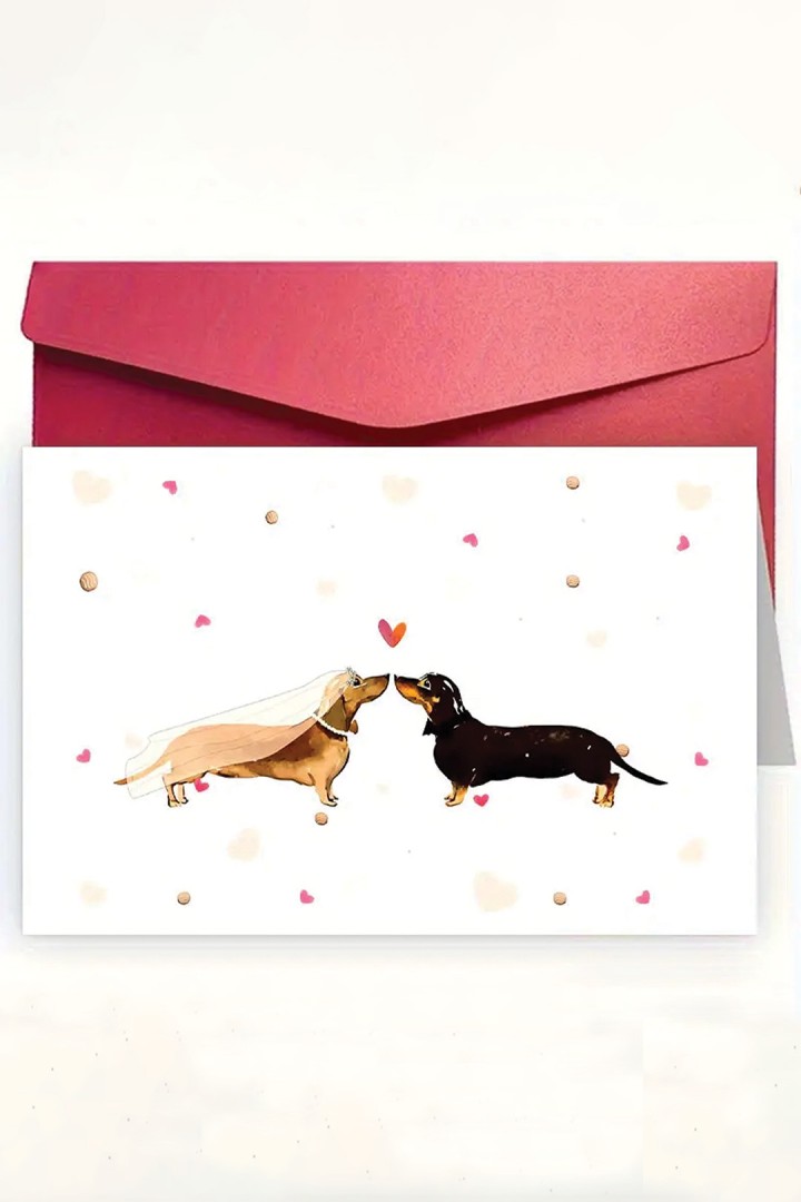 Hochzeitskarte für Braut und Bräutigam mit Dackeln 