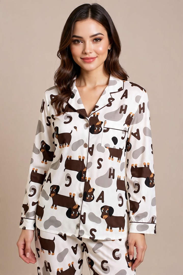 Dackel-Hundepyjama mit langen und kurzen Ärmeln