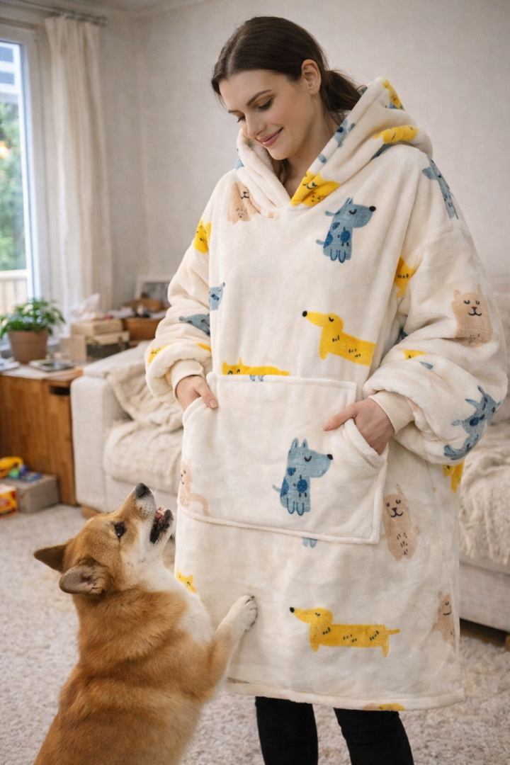 Decke mit Ärmeln warme Sweatshirtjacke mit Hunden für Hundemütter