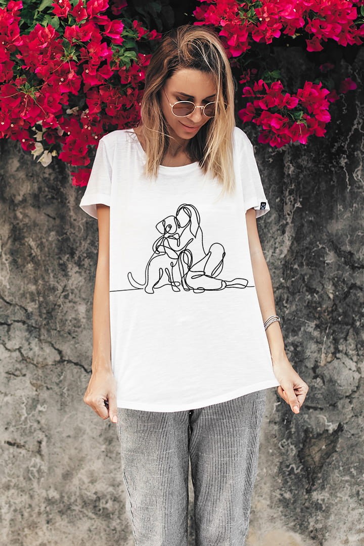 T-shirt Mädchen mit Hund