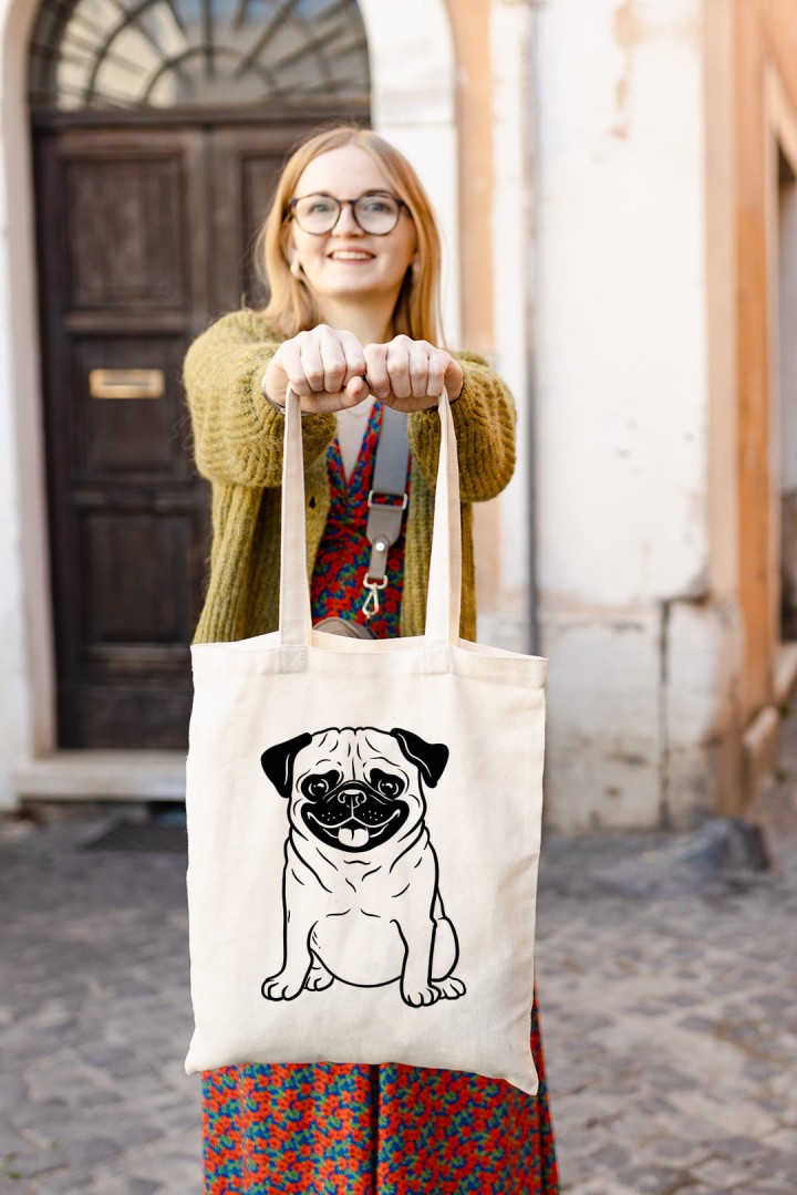 Tasche mit Mops Hund Motiv