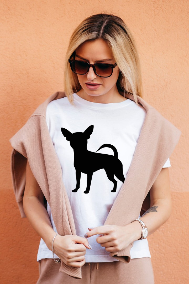 T-Shirt mit Silhouette eines Chihuahua-Hundes