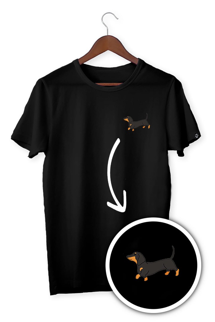 Unisex T-Shirt mit gesticktem Dackel