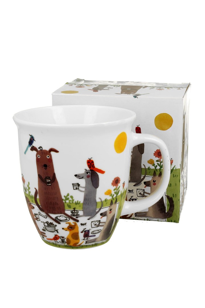 Becher 650ml Porzellan Picknick mit Hunden